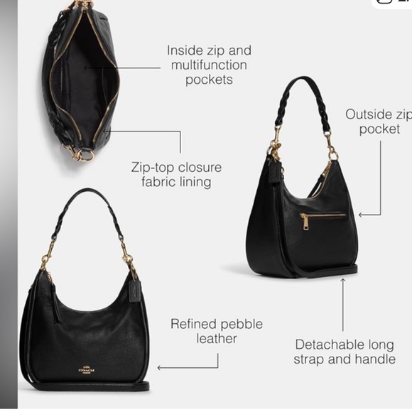 Coach Black Jules  Hobo Bag - Picture 3 of 8